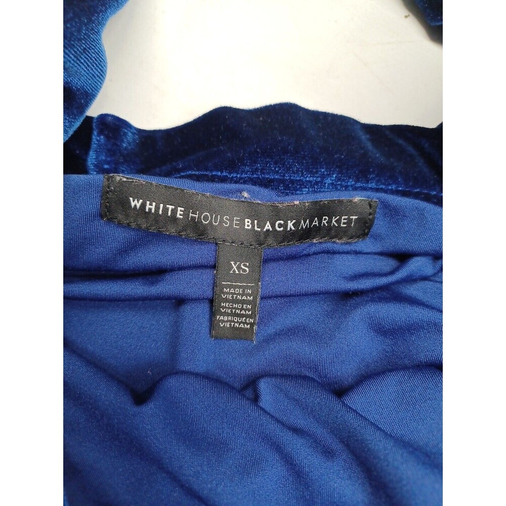 White House Black Market Blue Velvet Velour Short Sleeve Top XS - Picture 8 of 10